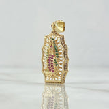 Dije Virgen Guadalupe Silueta  4.65gr / 3.5cm / Circones Blancos Verdes Fucsia Oro Amarillo 18K *