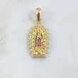 Dije Virgen Guadalupe Silueta Doble 3.5gr / 3cm / Circones Blancos Verdes Fucsia Oro Amarillo 18K ©