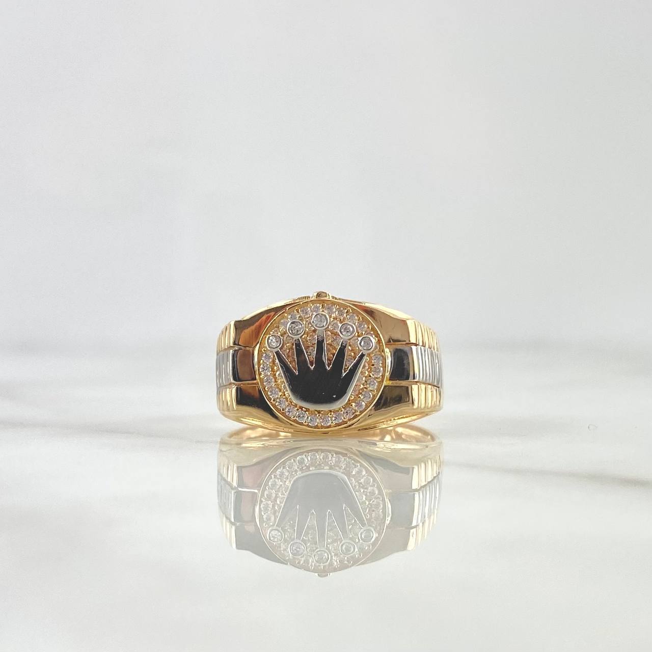 Anillo Corona RX 7.2gr / T9 3/4 / Circones Blancos Tres Oros *