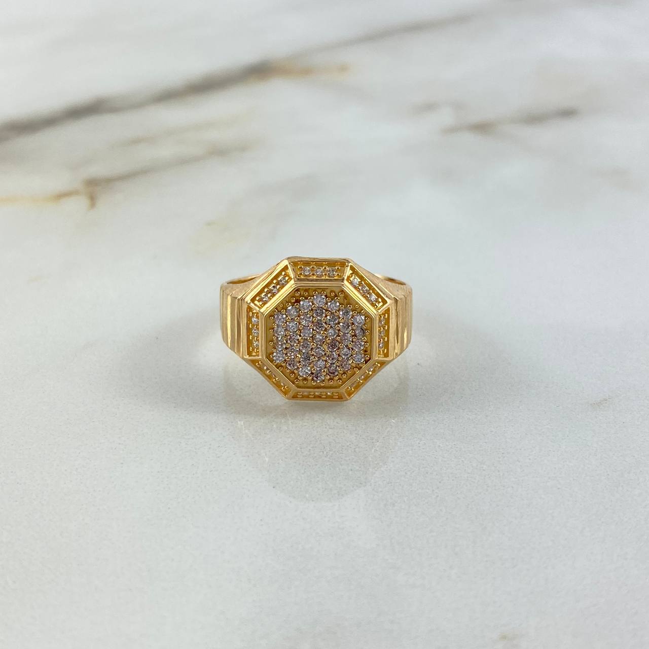 Anillo Octagonal 5.4gr / T9 1/4 / Circones Blancos Oro Amarillo ©