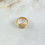 Anillo Rombo Cubierto 7.55gr / T10 3/4 / Circones Blancos Dos Oros Amarillo Blanco ©