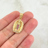 Dije Dije Virgen Guadalupe Silueta 3.85gr / 3.5cm / Circones Blancos Verdes Fucsia  Oro Amarillo 18K