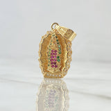 Dije Virgen Guadalupe Silueta Doble 3.85gr / 3.9cm / Circones Blancos Verdes Fucsia Oro Amarillo 18K ©