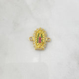 Herraje Virgen Guadalupe Silueta Doble 3.15gr / 2cm / Circones Blancos Verdes Fucsia Oro Amarillo 18K