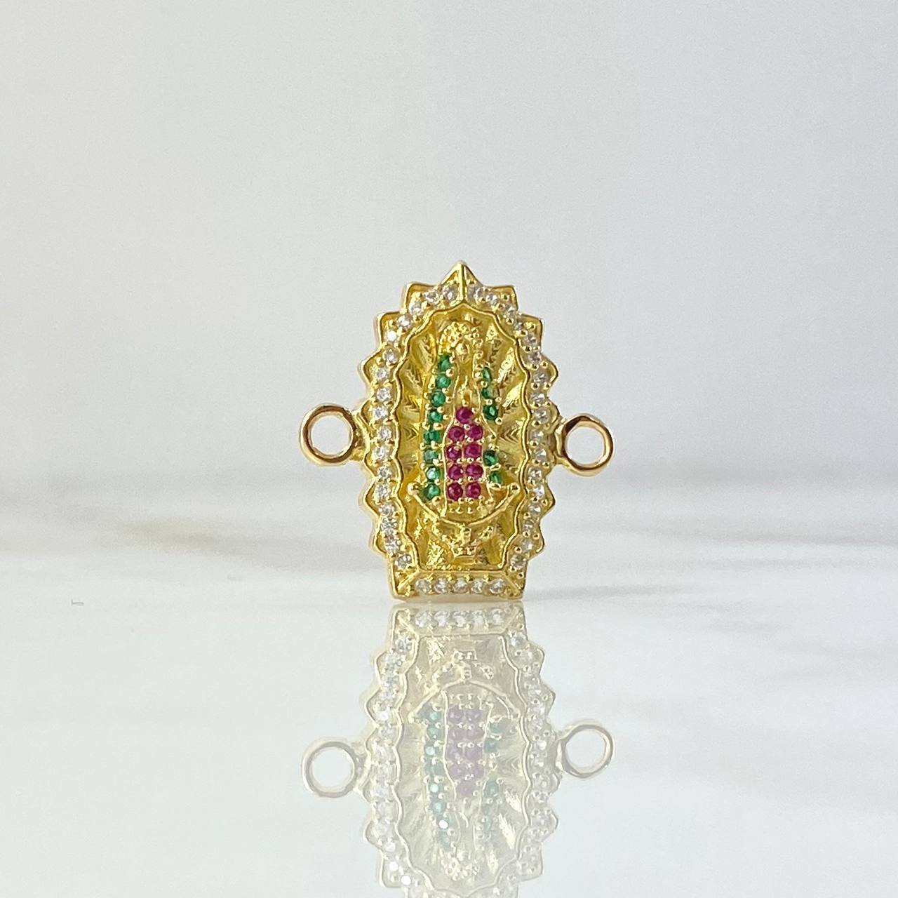 Herraje Virgen Guadalupe Silueta Doble 3.45gr / 2cm / Circones Blancos Verdes Fucsia Oro Amarillo 18K