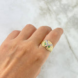 Anillo Búho 5gr / T8 1/2 / Circones Verdes Oro Amarillo