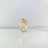 Anillo Búho 6.6gr / T9 1/2 / Circones Blancos-Verdes Oro Amarillo