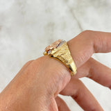 Anillo Heradura de Caballo 7.8gr / T9 / Circones Blancos Tres Oros