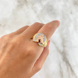 Anillo Heradura de Caballo 7.8gr / T9 / Circones Blancos Tres Oros