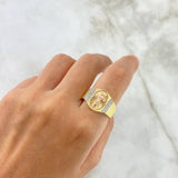 Anillo Cinturon Cruz Cristo 7.5gr / T9 3/4 / Circones Blancos Dos Oros Amarillo Rosa