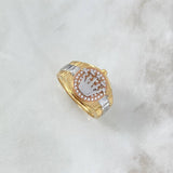 Anillo Cinturon Corona RX 6.85gr / T9 1/2 / Circones Blancos Tres Oros