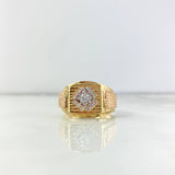 Anillo Rombo Estrellado 8.35gr / T9 3/4 / Circones Blancos Tres Oros