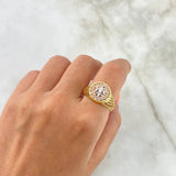 Anillo Flor de Liz 5.5gr / T9 1/2 / Circones Blancos Tres Oros