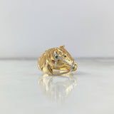 Anillo Caballo 5.1gr / T9 3/4 / Circones Verdes Dos Oros Amarillo Blanco