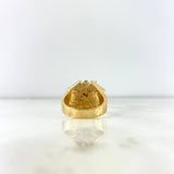 Anillo San Miguel Arcangel 10.5gr / T8 1/2 / Texturizado Circones Blancos Oro Amarillo 18K