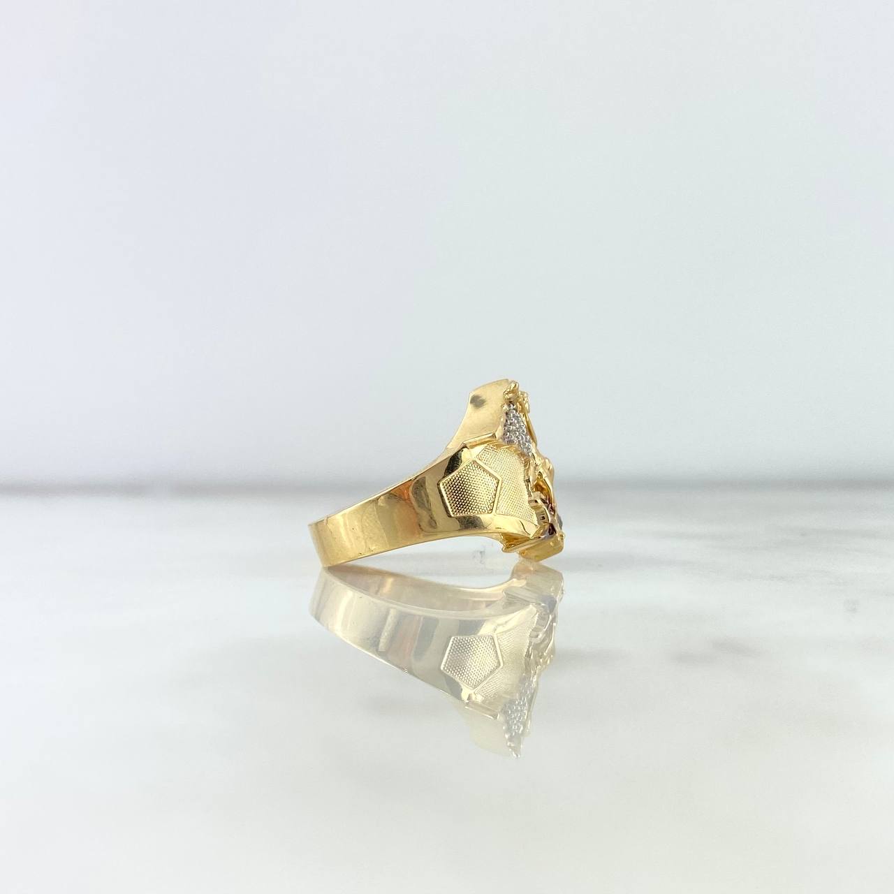 Anillo San Miguel Arcangel 10.5gr / T8 1/2 / Texturizado Circones Blancos Oro Amarillo 18K