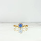 Anillo Solitario Halo 1.75gr / T7 / Circones Blancos-Azules Oro Amarillo