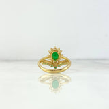 Anillo Tiara 3gr / T5 1/2 / Circones Blancos-Verdes Oro Amarillo