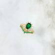 Anillo Tiara 3gr / T5 1/2 / Circones Blancos-Verdes Oro Amarillo