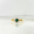 Anillo Solitario Halo Corazón 2.15gr / T6 3/4 / Circones Blancos-Verdes Oro Amarillo