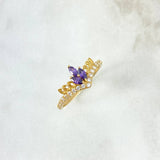 Anillo Tiara 1.65gr / T6 3/4 / Circones Blancos-Violetas Oro Amarillo