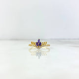 Anillo Tiara 1.65gr / T6 3/4 / Circones Blancos-Violetas Oro Amarillo