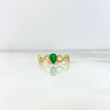 Anillo Infinito 1.8gr / T6 3/4 / Circones Blancos-Verdes Oro Amarillo