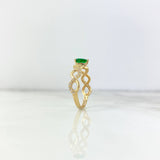 Anillo Infinito 1.8gr / T6 3/4 / Circones Blancos-Verdes Oro Amarillo