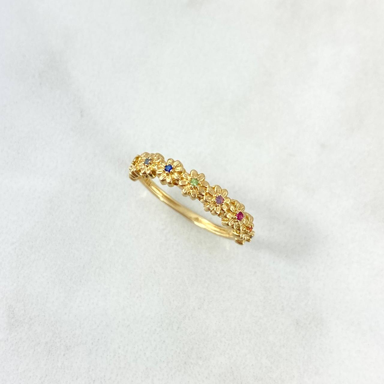 Anillo Flores 2.15gr / T5 / Circones de Colores Oro Amarillo