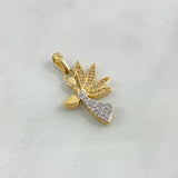 Dije Hada Corazon 2.3gr / 2.7cm / Circones Blancos Dos Oros Amarillo Blanco *