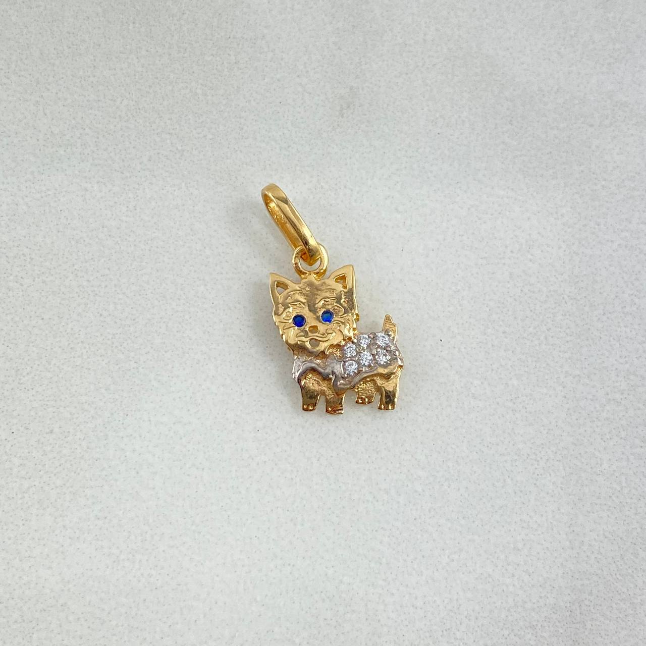 Dije Perrito 0.95gr / 1.8cm / Circones Blancos Azules Dos Oros Amarillo Blanco *