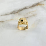 Anillo Palma Quimbaya 4.45gr / T8 3/4 / Circon Verde Oro Amarillo *