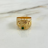 Anillo Palma Quimbaya 4.6gr / T11 3/4 / Circon Verde Oro Amarillo