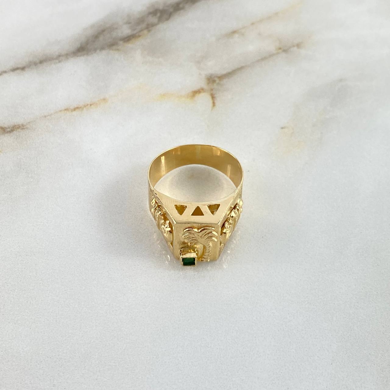 Anillo Palma Quimbaya 4.6gr / T11 3/4 / Circon Verde Oro Amarillo