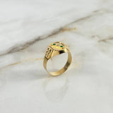 Anillo Sello Trinity 4.2gr / T11 3/4 / Circones Verdes Blancos Oro Amarillo *