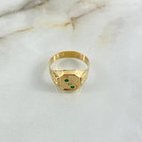 Anillo Sello Trinity 4.2gr / T11 3/4 / Circones Verdes Blancos Oro Amarillo *