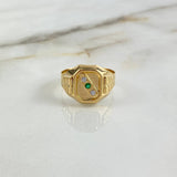 Anillo Sello Trinity 4.05gr / T9 1/2 / Circones Blancos Verdes Oro Amarillo *