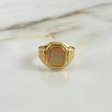 Anillo Sello 4.5gr / T9 1/2 / Cuadrado Rayado Tres Oros