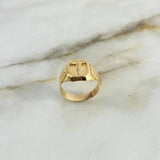 Anillo Sello Cristo 3.9gr / 11 1/4 / Relieve Liso Oro Amarillo &