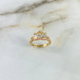 Anillo Princesa 2.25gr / T6 1/2 / Circones Blancos-Lilas Dos Oros Amarillo Blanco