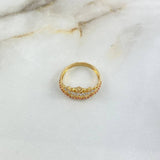 Anillo Princesa 2.25gr / T7 / Circones Blancos-Lilas Dos Oros Amarillo Blanco