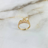 Anillo Corona Corazones 2.7gr / T6 1/4 / Circones Blancos-Lilas Oro Amarillo