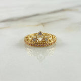 Anillo Corona Corazones 2.7gr / T6 1/4 / Circones Blancos-Lilas Oro Amarillo