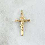 Dije Cruz Cristo 1.2gr / 3.4cm / Bastón Liso Oro Amarillo 18K