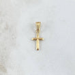 Dije cruz Cristo Puntas Planas 0.4gr / 1.7cm / Cargador Bordeado Oro Amarillo 18K *