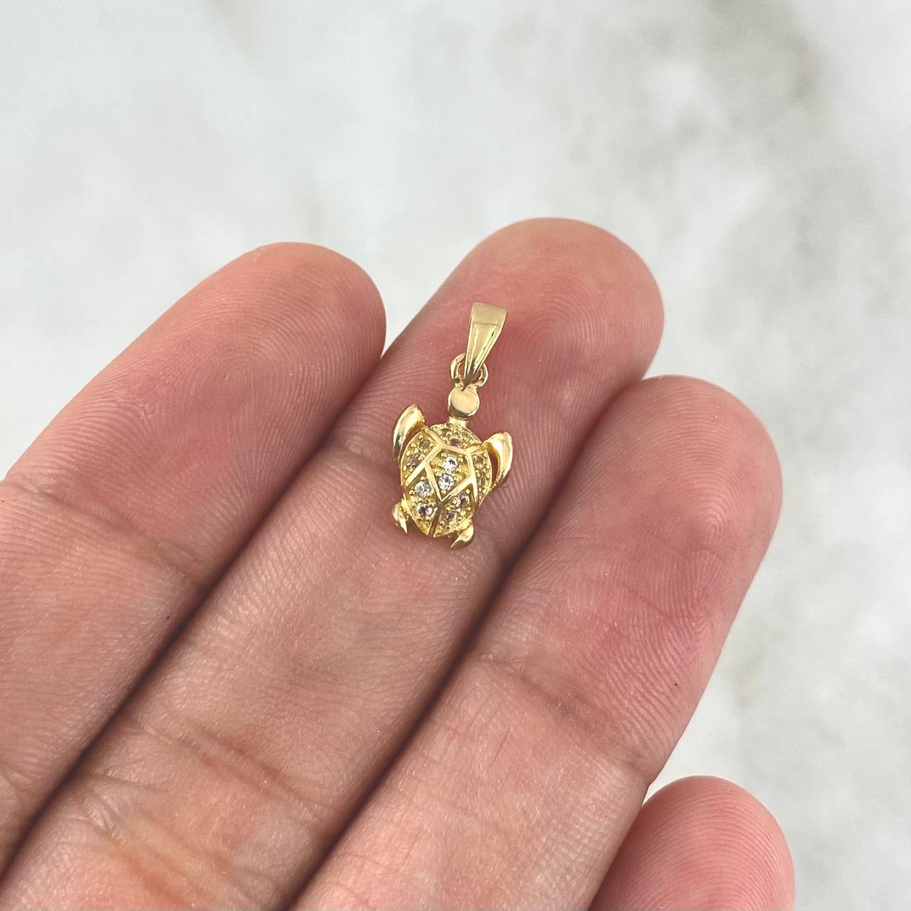 Dije Tortuga 0.8gr / 1.5cm / Circones Blanco Oro Amarillo *