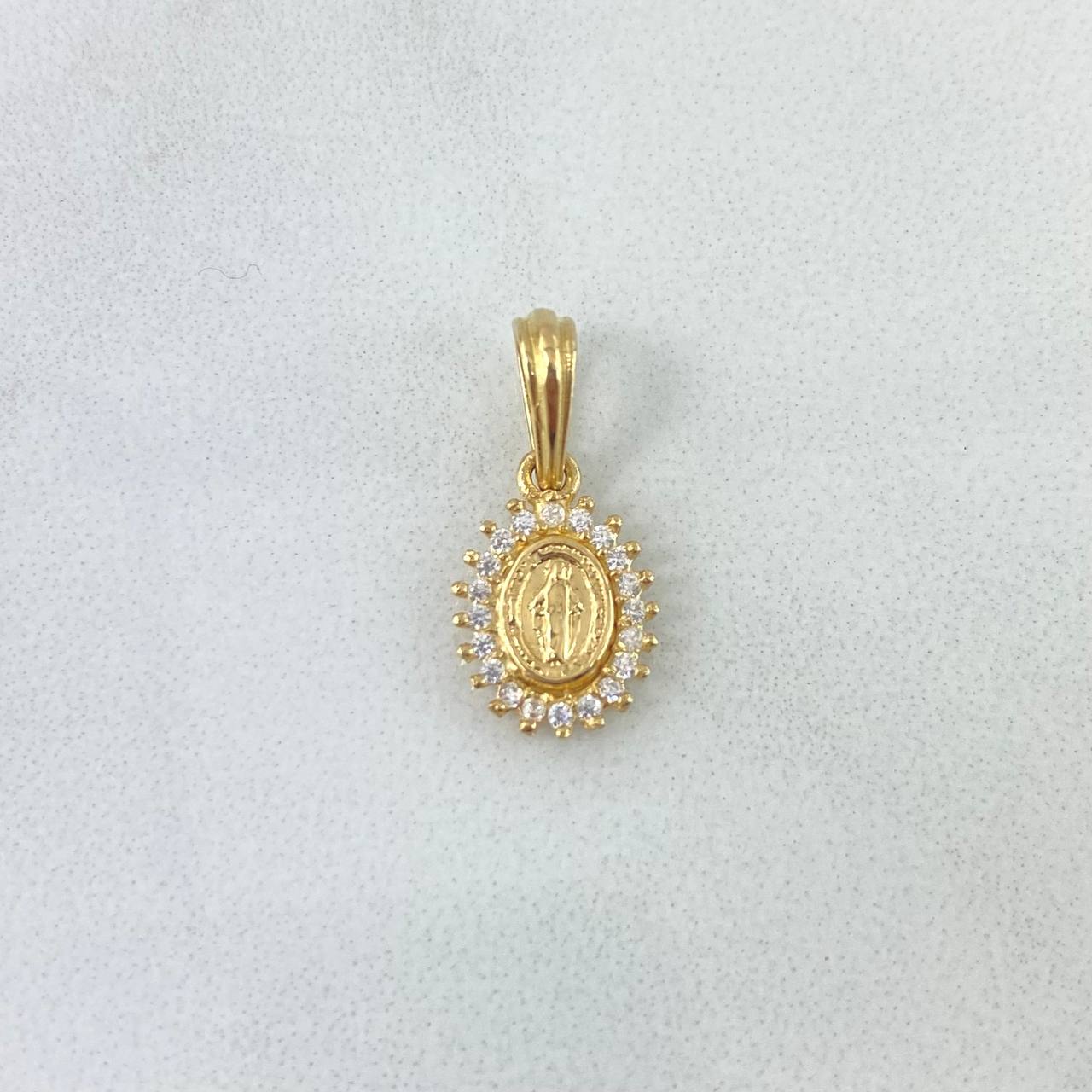 Dije Virgen Milagrosa 0.85gr / 1.5cm / Circones Blanco Oro Amarillo *