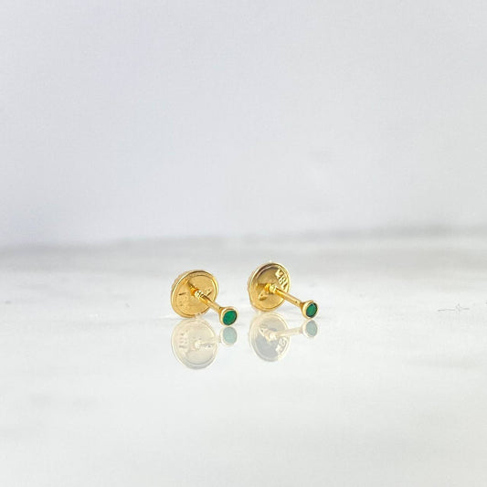 Topos Bisel 0.45gr / 3mm Circon Verde Oro Amarillo 18K