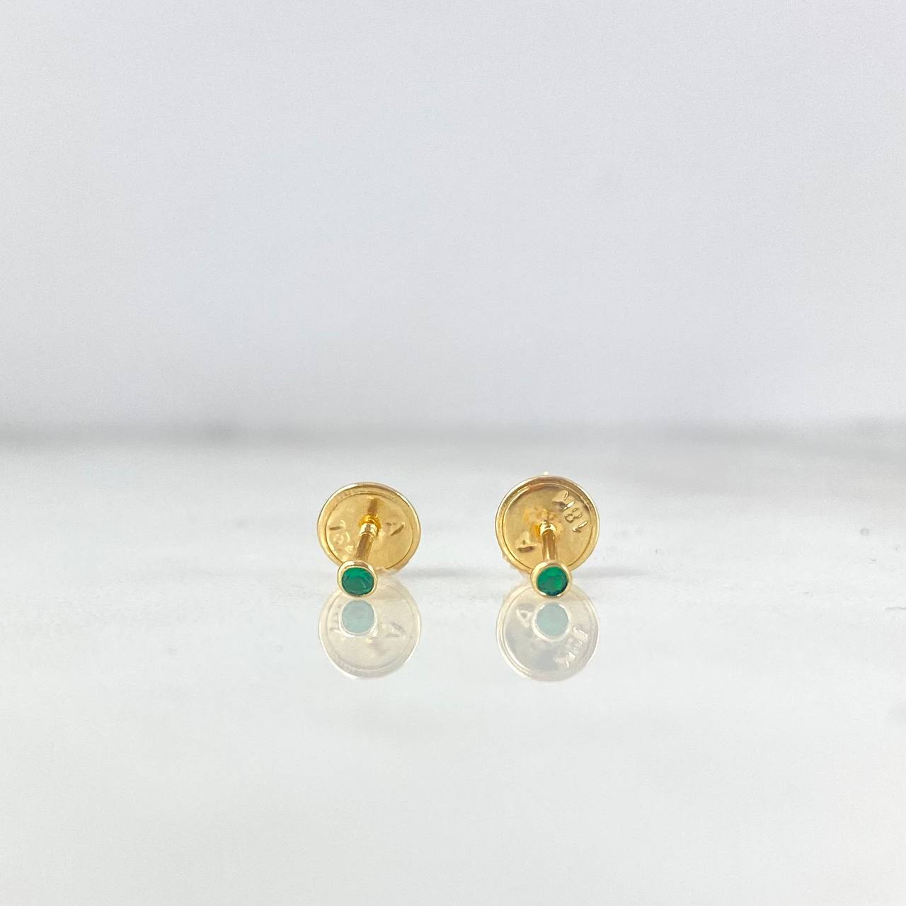 Topos Bisel 0.45gr / 3mm Circones Verdes Oro Amarillo 18K *