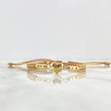 Pulsera Caqui Corazon Troquel 0.7gr / 3mm Bolas Lisas Diamantadas 6 und Oro Amarillo ©